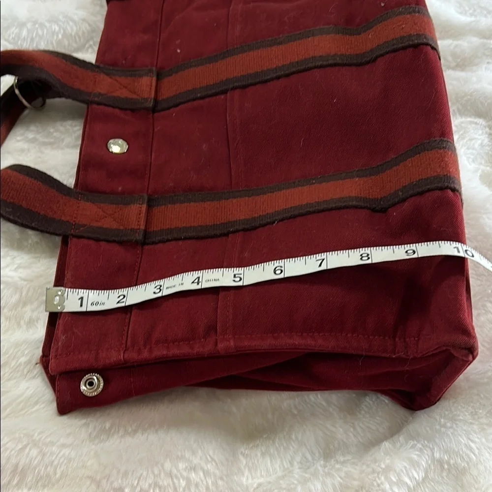 Hermès Red Canvas Bag with Striped Detail